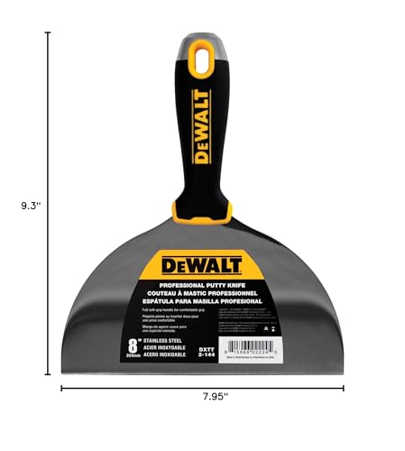DEWALT 8" Putty Knife | Stainless Steel w/Soft Grip Handle | DXTT-2-144 - size: 8-Inch