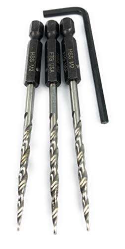 FTG USA 3 Pc #6 (9/64") Replacement Tapered Countersink Drill Bit Hex Shank - size: #6, style: 3 Piece Same Size