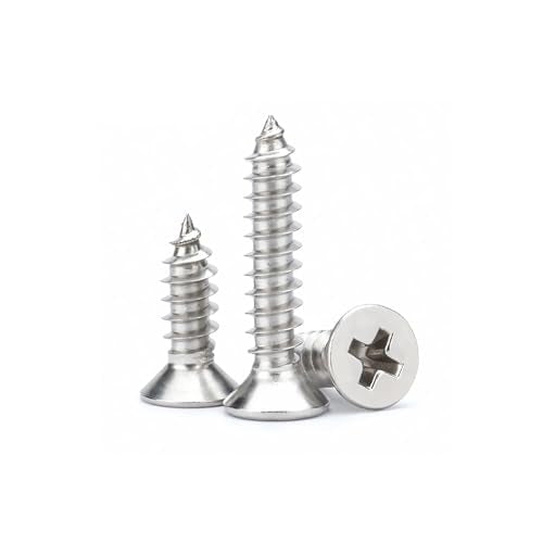 #4 x 1/4" (100 Pack) Flat Head Phillips Drive Screws Sheet Metal Self-Tapping Screws, 304 Stainless Steel Screw - size: #4 x 1/4"