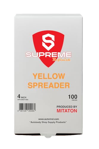 Body Filler Spreaders (Pack of 100) - Yellow Reusable Plastic Spreader for Automotive Fillers, Putties, Glazes, Caulks and Paint (4 inch) - size: 4 inch