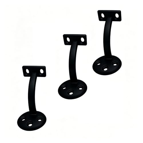 Handrail Bracket, 3 Pack Heavy Duty Hand Rail Bracket for Home or Office Stairways Handrail, Satin Black