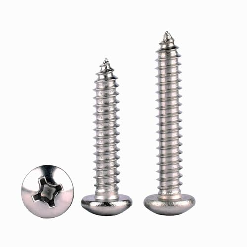 100Pcs #8 x 1/2" Phillips Pan Head Wood Screws 304 Stainless Steel 18-8 Self Tapping Screw - size: #8 x 1/2" (100pcs)