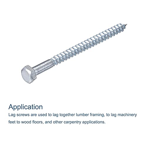 uxcell Hex Lag Screws, M8 x 120mm Carbon Steel Zinc Plated Half Thread Self-Tapping Bolts for Wood Screw 15Pcs - size: M8 x 120mm