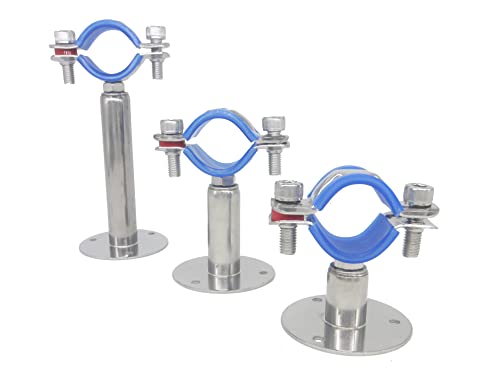 Stainless Steel Adjustable Pipe Clamp Bracket, 1-Inch (32mm), Set of 2