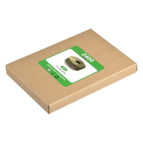 uxcell 2400 Count Siding Nails 1" x 0.083" 15-Degree Ring Shank Full Round Head Collated Wire Coil for Lath and Sheathing Materials - size: 1" x 0.083"