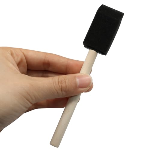 5 Pack 1 Inch Foam Paint Brushes, Black Sponge with Wooden Handle - size: 1 Inch