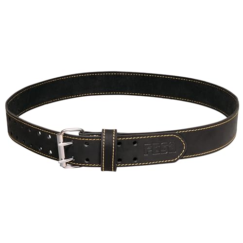 FESA Men's Leather Tool Belt - Handcrafted Top Grain Leather Tool Pouch Belt for Carpenters & Other Trade Professionals - color: Black - 2" Wide - Xxl
