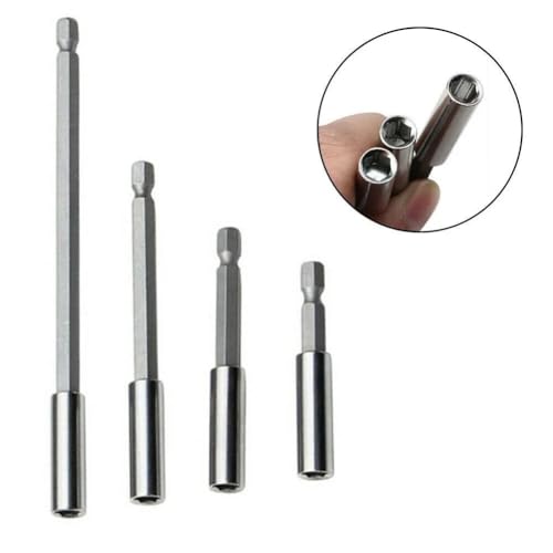 4 Pack Drill Bit Extension Magnetic Screwdriver Bit Holder Set Quick Release Magnet Tip Socket 1/4'' Hex Shank Extension Adapter Extender for Drills Cordless Drill Impact Driver Power Tool