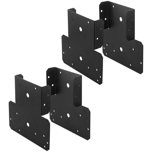 4 PCS Heavy Duty Post Cap Tie Brackets, 6x6 (Actual 5.5"x5.5") Pergola Brackets, Heavy Duty Galvanized Metal Bracket, Wood Post Beam Connector for Gazebo Deck Patio Pergola Construction (6x6-4PCS) - color: 6x6-4PCS
