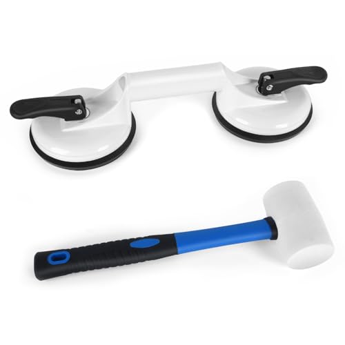FCHO Floor Gap Fixer Tool for Floor Gap Repair with Suction Cup and Mallet - color: White