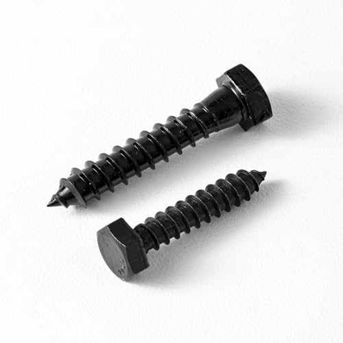 3/8×6'' (6 Pack) Hex Head Lag Screws Bolts with Washers, Heavy Duty Lag Screws, Black Oxide 304 Stainless Steel Bolts 18-8, Wood Screws, Partial Thread - size: 3/8×6