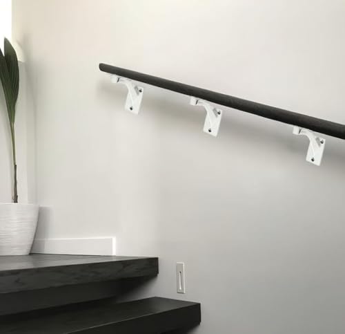 KHTUMEWARE 4 Pack 3 inch White Handrail Stair Brackets - Heavy-Duty Zinc Alloy Staircase Handrail Supports, Suitable for Home Stairs and Balcony Guardrails - color: White