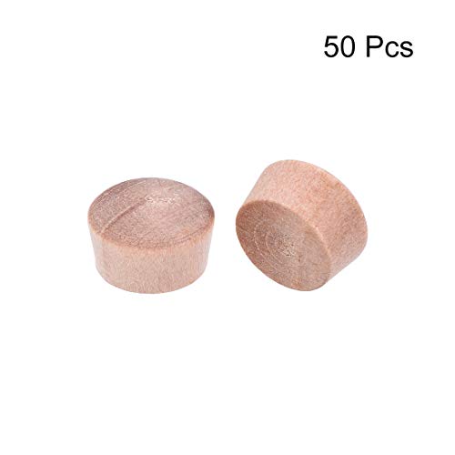 uxcell Wood Button Top Plugs 3/8 Inch Cherry Hardwood Furniture Plugs 7/25 Inch Height 50 Pcs - size: 3/8"x7/25"