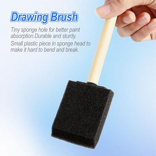 SmallCat 4 PCS Foam Paint Brushes, 4 Sizes Foam Sponge Brushes for Varnishes, Sponge Brushes with Wood Handles for Painting, Staining, and DIY Crafts (1", 2", 3", 4") - Black - size: 1", 2", 3", 4"(4pcs)