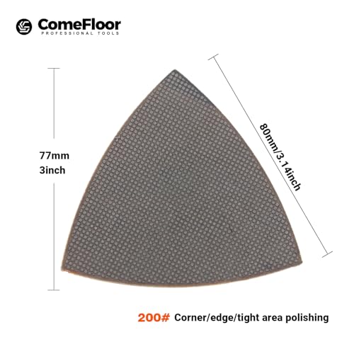 Triangular Diamond Polishing Pads for Corner Edge, Electroplated Sanding Pads for Oscillating Multi-Tools, 3’’(80mm), Grit 200, 4PCS - style: 200#