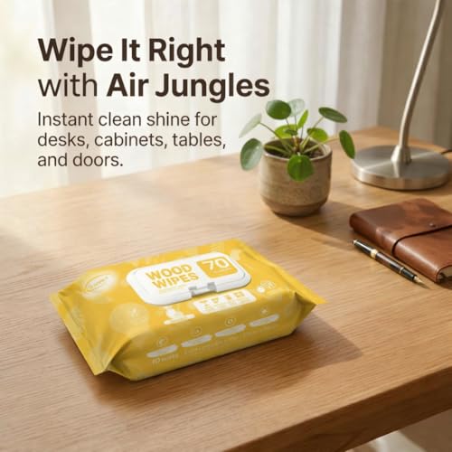 Air Jungles Wood Furniture Cleaner Wipes 70 Count (2 Packs), XL 8x10 Inch - size: 70 Count (Pack of 2)
