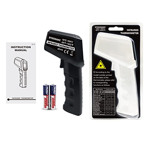 Infrared Thermometer Temperature Gun -58℉~ 1022℉ (-50℃ ~ 550℃) Non-Contact Instant-Read Digital Laser Infrared Ir Thermometer with Color Screen (Black) - color: Black
