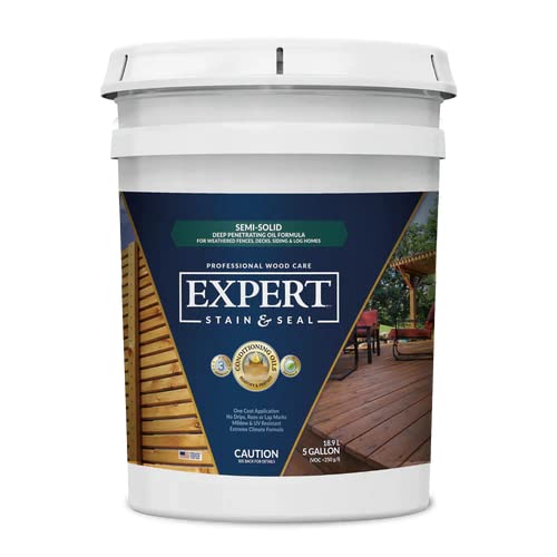 Expert Stain & Seal Semi-Solid Fence, Deck & Wood Stain & Sealer (5 Gallon Pail, Barnwood) - color: Barnwood, size: 5 Gallon Pail