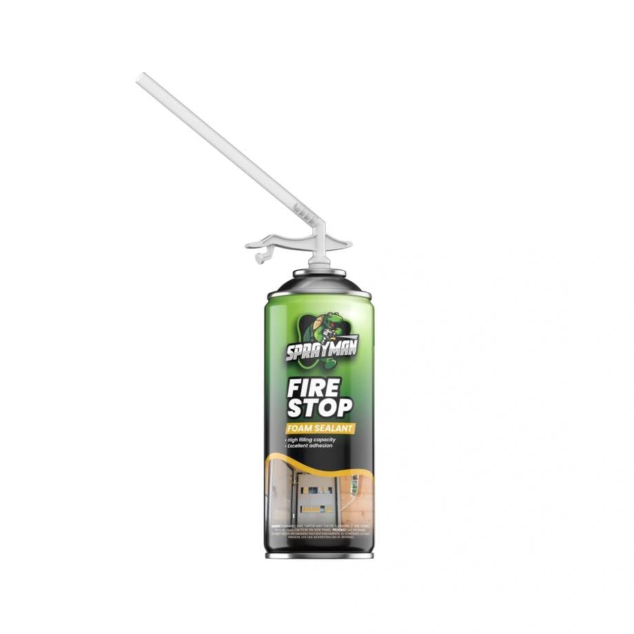 SPRAYMAN Fire Block Spray Foam - (1x12oz) Orange Fire Block Spray, Fire Rated Polyurethane Foam for Gap Filling, Sealing on Windows & Doors, Walls, Joints & Pipes, Straw Use - 1 Pack - size: 1 Pack
