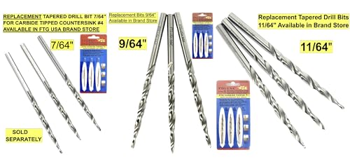 FTG USA 3 Pc #4#6#8 TCT Tapered Bit Wood Countersink Set, Standard Flute - size: #4#6#8, style: Standard Flute w/o Depth Stop