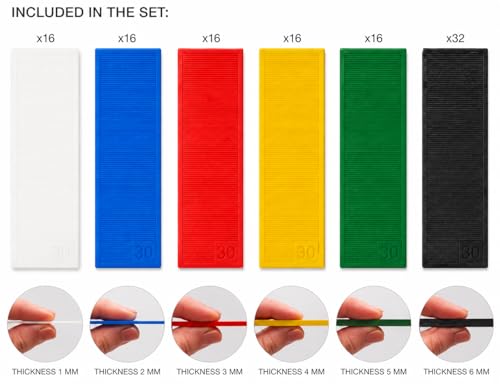 3/64" - 15/64" (1-6 mm) Plastic Glazing Blocks, Glazing, Frame Spacers, Door and Window Frame Packers (Mix 2) - size: 1/32" - 1/4" (1 - 6 mm) MIX 2
