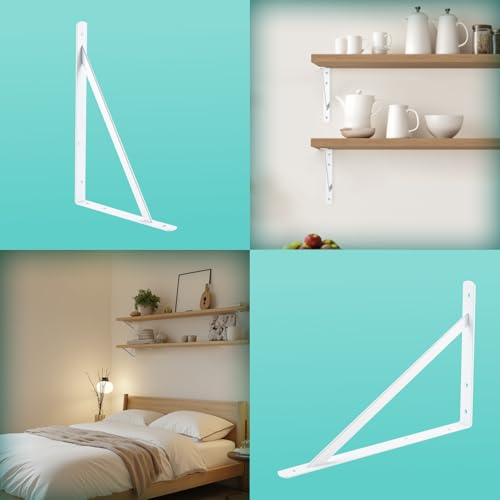 HOME MASTER HARDWARE 16x10 Inch Heavy Duty Shelf Brackets, White 4 Pack - color: White, size: 16 inch x 10 inch-4pcs