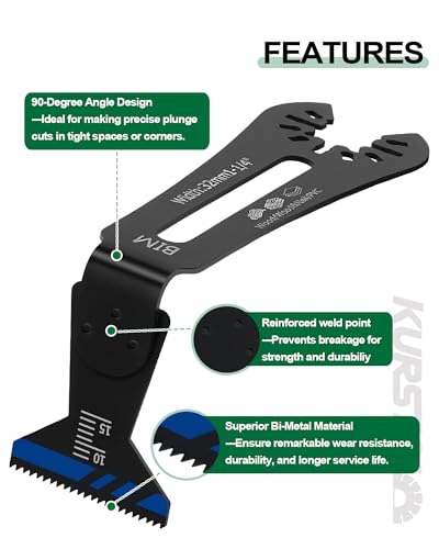 90°Angle Oscillating Saw Blades 6pcs- KURSTOL Bi-Metal Multi Tool Blades - size: 1-1/4" 90°BIM