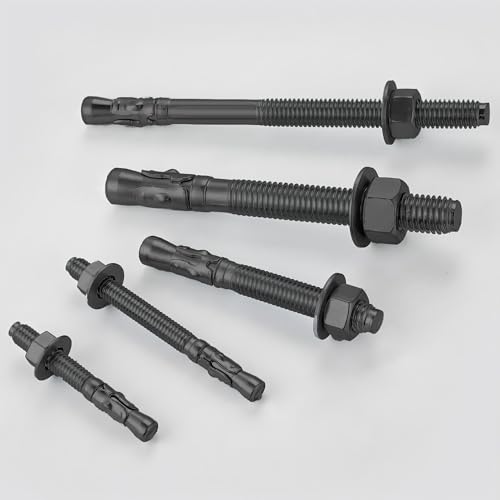 Wensilon 30Pcs 1/2x4-1/2 Inch Standard Fasteners for Heavy-Duty Black Wedge Anchors for Cement and Concrete - size: 1/2*4-1/2"