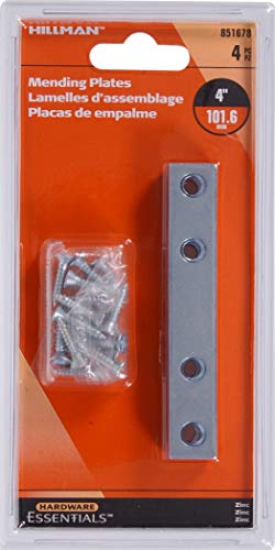 Hardware Essentials 851678 Mending Plates, Zinc, 4" x 5/8" - 4 Pieces