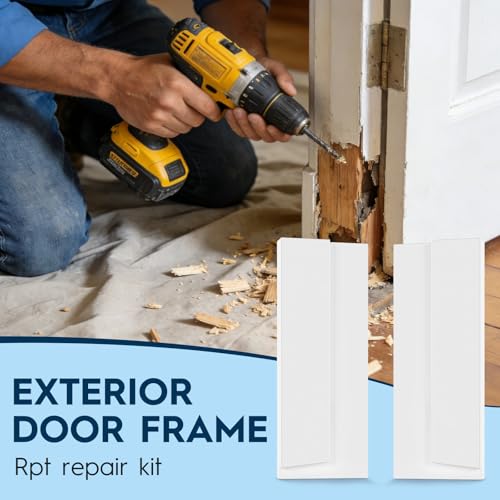 1 Pair 12 Inch L x 4-9/16 Inch W x 1-1/4 T Exterior Door Frame Rot Repair Kit,Solid Wood Door Jamb Repair Kit,The Ultimate Fix for Rotted Door Frames