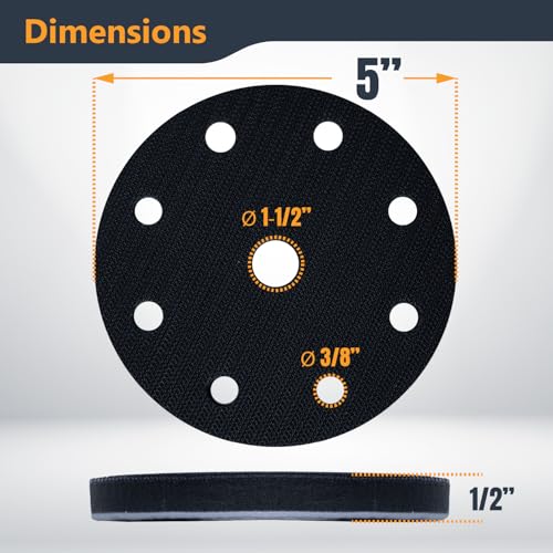 POWERTEC 5-Inch Foam Interface Pad, 9-Hole Hook and Loop Sanding Backing Pad for Festool RO125 / ETS 125 Sander Orbital Sanders – High-Density PU Cushion, Sanding & Dust Extraction – 1-Pack (46901)