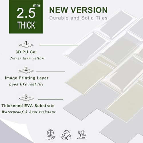 STICKGOO 10-Sheet Subway Tile Peel and Stick Backsplash, Self Adhesive Vinyl Wall Tiles, Stick on Backsplash for Kitchen and Bathroom(Thicker Design) - color: Light Coffee