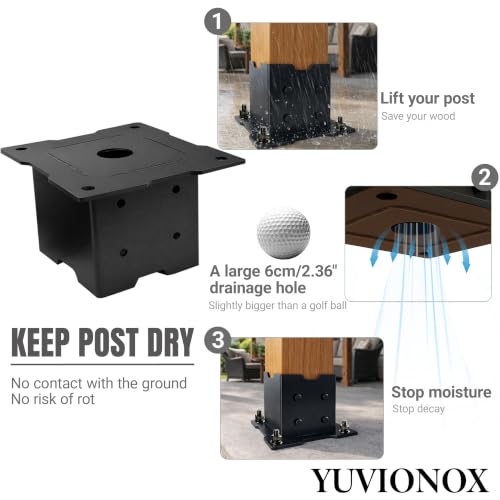 6x6 Post Base for Concrete, 2 Pack, 304 Stainless Steel - size: 6x6 for concrete floor only