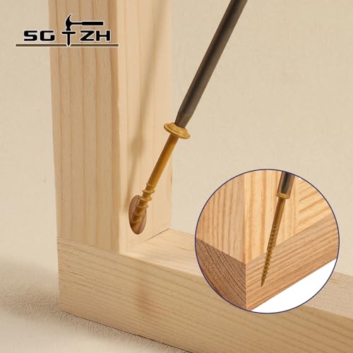 Pocket Hole Screws #8 x 2 Inch (500Pcs) 4lb. Carbon Steel, Tan, Washer Head, Coarse Thread, Square Drive,150MM Drive Bit Included - color: Tan, size: #8 x 2"