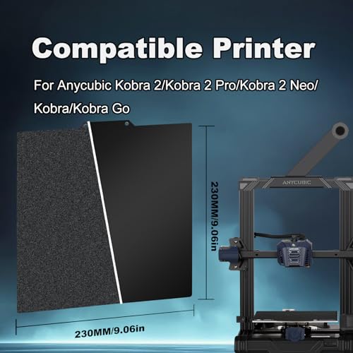 230x230mm Black Build Plate for Kobra 2/Kobra 2 Pro/Kobra 2 Neo/Kobra/Kobra Go, Double Sided Textured PEI+Smooth PEI Flexible Spring Steel Platform Heated Printing Bed for Anycubic 3D Printer - size: 230x230mm