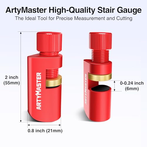 ArtyMaster Stair Gauges Set with Rubber Pad, Stair Gauges for Framing Square and Speed Square, Framing Jig Circular Saw, Attachment Tool for Carpentry Squares Framing, Stair Gauges Knobs Tool(Red) - color: Red