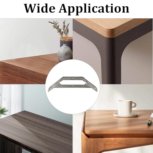 4PCS Heavy-Duty Trapezoid Brackets, Stainless Steel Corner Braces, Triangle Support Connectors for Furniture, Shelves, Wood Projects