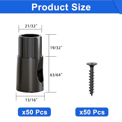 50 Pcs Baluster Connectors for 3/4" OD Round Balusters, Easy to Install Staircase Baluster Shoes with Screws, Durable Railing Connectors for Hollow Deck Balusters, Ideal for Railings Repair BC50 - size: Level Rail