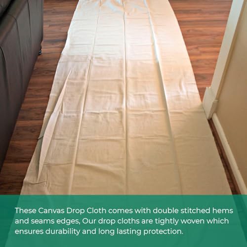 Canvas Drop Cloth for Painting 9x6 feet Pack of 4-8oz Painters Drop Cloths for Painting - All Purpose Canvas Tarps for Floor & Furniture Protection - Recycled Cotton Fabric - size: 9x6 Ft - 2 pc (Pack of 2)