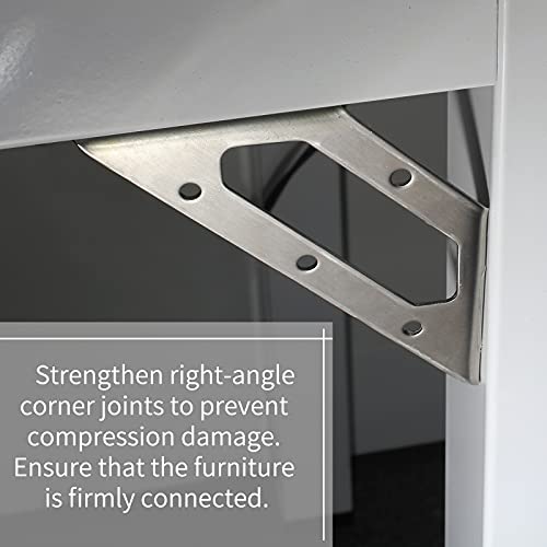 8 Pcs Trapeziform Corner Brace Stainless Steel (5.6 Inch, Silver)