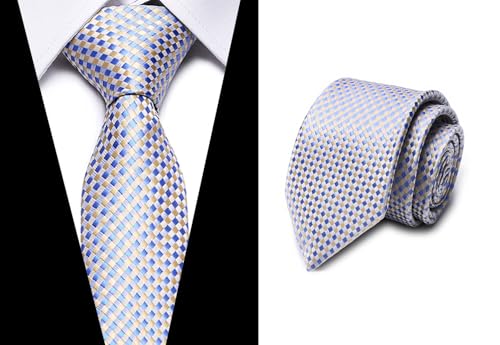 joy alice Tie For Men 6 PCS Necktie Woven Jacquard Neck Ties Set Neck Ties - color: Blackwhitered Babyblue Grey