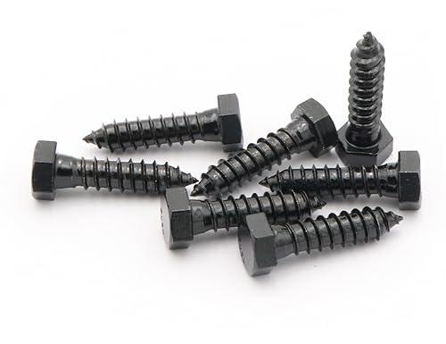 LBY 9pcs Lag Screws, 1/2" x 2" Hex Head Lag Screws Bolts (with Washers), Heavy-Duty Wood Screws for Decking & Structural Fastening, 304 Stainless Steel, (Black) - size: 1/2" x 2"