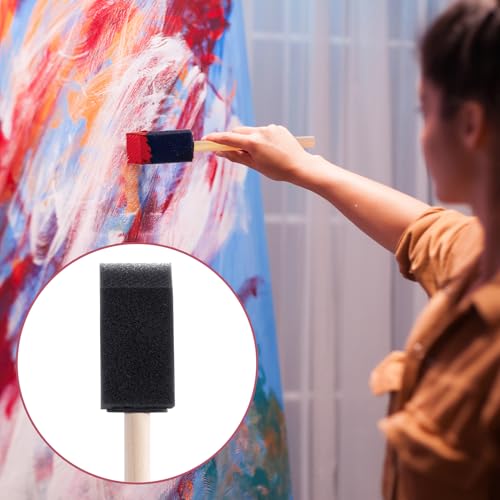 SmallCat 5 PCS Foam Paint Brushes, 0.98 Inch Foam Sponge Brushes for Varnishes, Reusable Sponge Brushes with Wood Handles for Painting, Staining, and DIY Crafts - Black - size: 1"(5pcs)