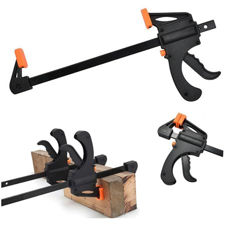 6 PCS Quick Release F-Clamp Set, Suitable for Woodworking, Metal Structure Processing 4 Inch Adjustable Ratchet Bar, Pre-Assembled Easy-Grip Combination Woodworking Tool Set 