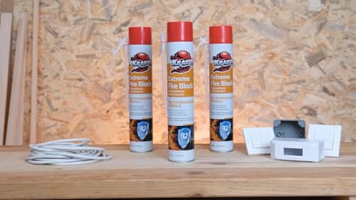Kraken Bond Extreme Orange Fire Block Foam - (12x24oz) Fire Rated Polyurethane Spray Foam for Gap Filling, Sealing on Windows, Walls, Joints & Pipes, Straw Use Foam - Cleaner Included - 12 Pack