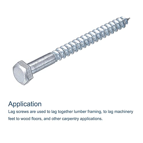uxcell Hex Lag Screws, M8 x 90mm Carbon Steel Zinc Plated Half Thread Self-Tapping Bolts for Wood Screw 15Pcs - size: M8 x 90mm
