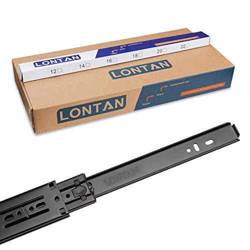 LONTAN 6 Pairs Black Soft Close Drawer Slides 22 Inch Heavy Duty Runners - color: Black, size: 22 Inch