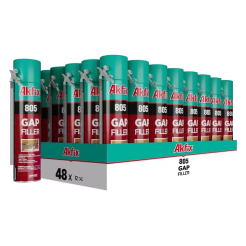 Akfix 805 Gap Filler Polyurethane Expanding Foam Sealant (48x12 Oz.)- Gaps and Cracks Spray Insulation Can, Waterproof Sealant with Straw for Window and Door | 12 Oz. 48 Pack - size: 48 Pack