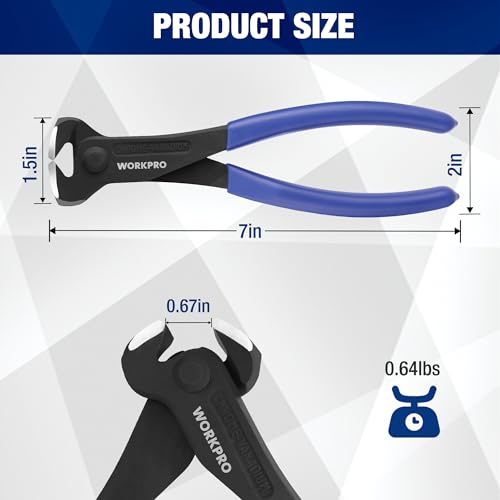 WORKPRO 7 Inch Nail Puller Pliers, End Cutting Pliers - Black Finish CR-V - size: Small