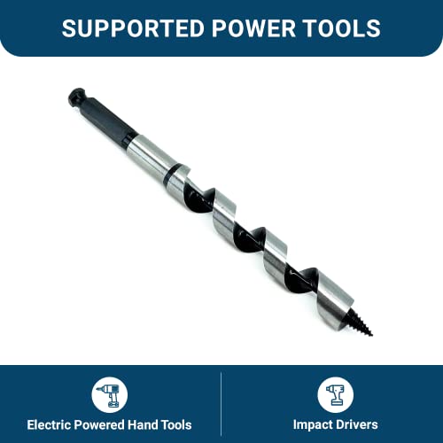 Benchmark Abrasives 3/8 Inch Auger Drill Bit for Woodworking, 5/16” Hex Shank Tool for Smooth, Clean Cuts Hole Carbon Steel Hole Cutter Drill Bit for Drilling on Soft & Hard Wood, MDF, Plywood - size: 3/8 in